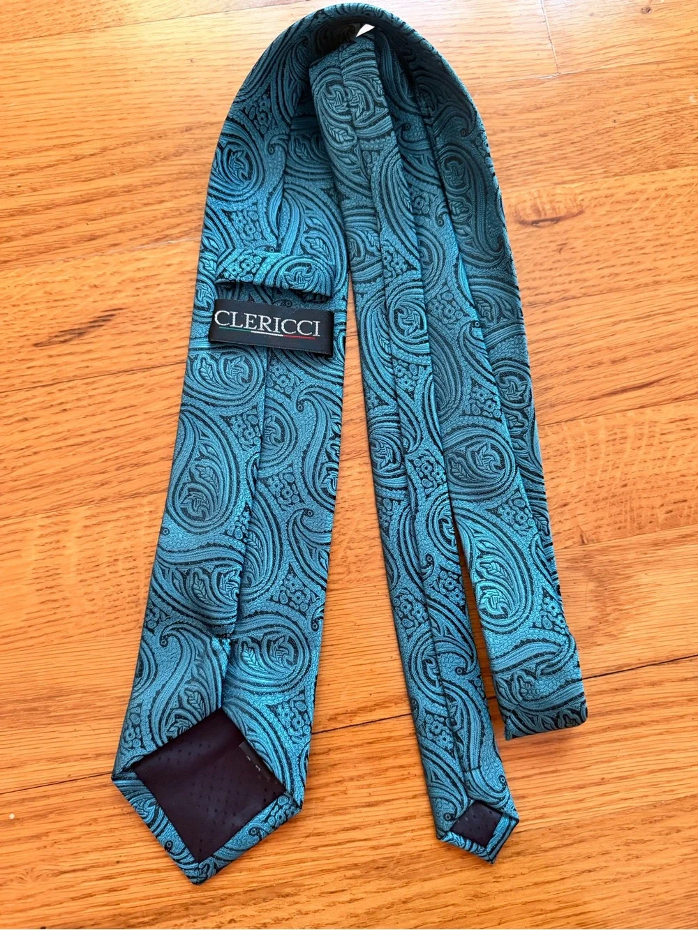 Clericci Teal Paisley Patterned Necktie